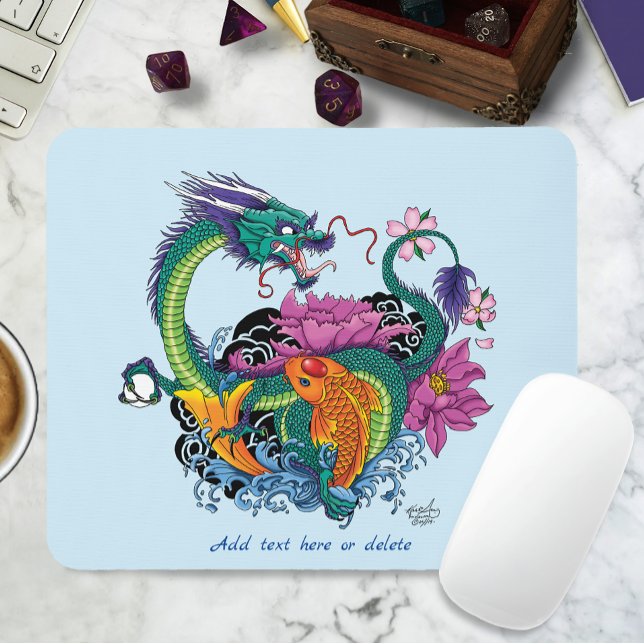 Mousepad Dragão de Água Chinês Peixe Koi (Criador carregado)