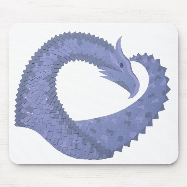 Mousepad Dragão de cinza azul em branco (Frente)