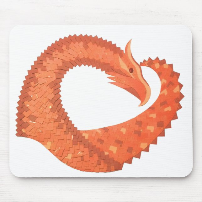 Mousepad Dragão de coração laranja em branco (Frente)