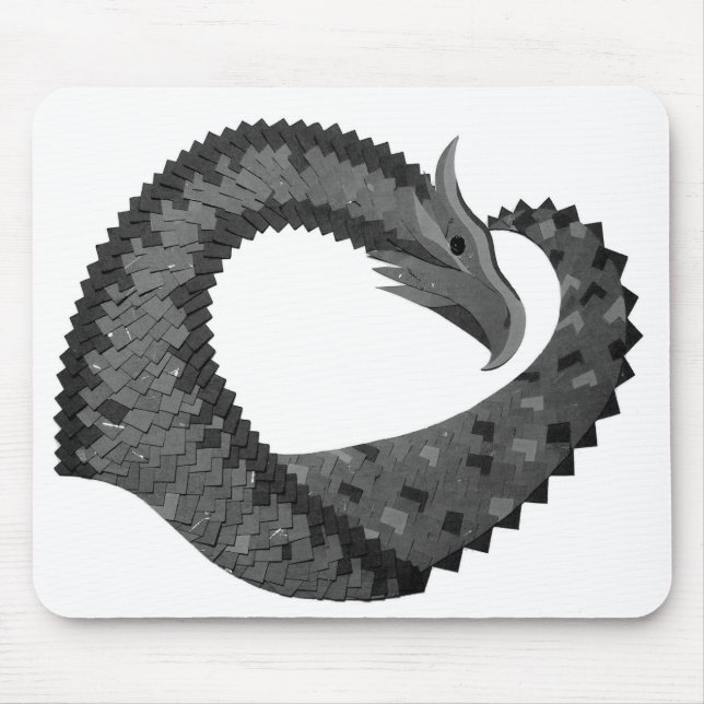 Mousepad Dragão de coração negro em branco (Frente)