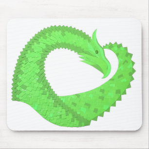 Mousepad dragão do coração de Verde limão em branco