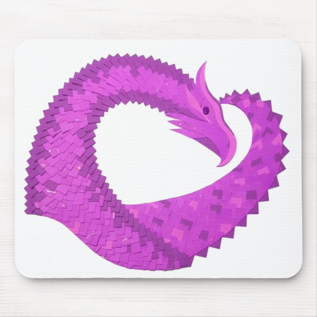Mousepad Dragão do coração roxo brilhante em branco (Frente)
