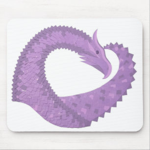 Mousepad Dragão do coração roxo lavanda em branco