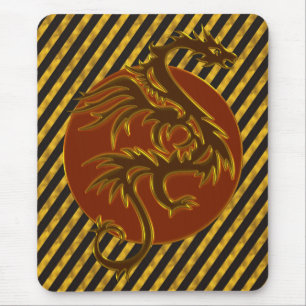 Mousepad Dragão Dourado Sol listras douradas
