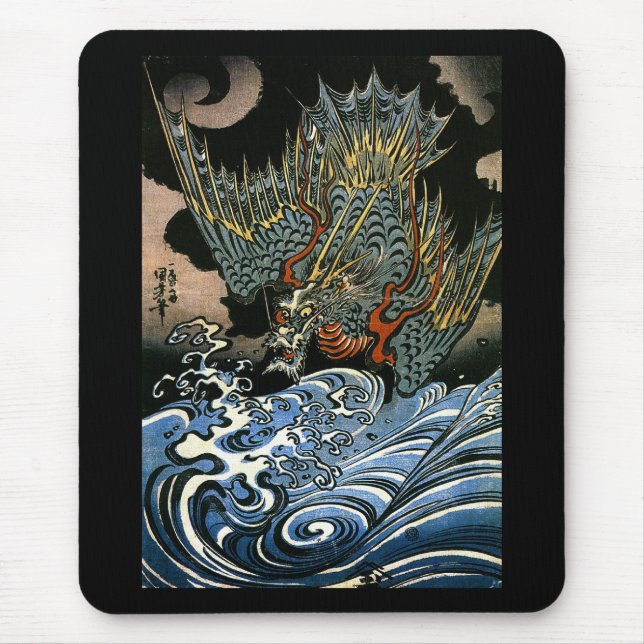 Mousepad Dragão e Espírito Água Kuniyoshi Belas Artes Japon (Frente)