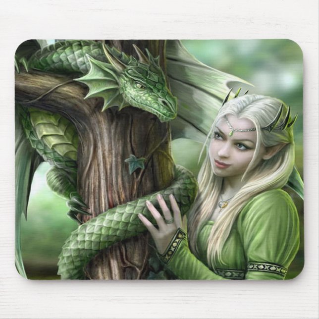 Mousepad Dragão esmeralda & duende (Frente)