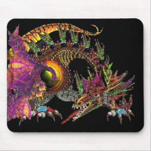 MOUSEPAD DRAGÃO/FANTASIA DOURADO DRAGÃO EM ROLA E PRETO