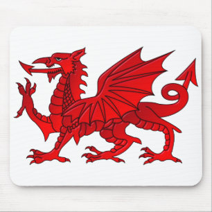 Mousepad Dragão galês com um rato de efeito bisel