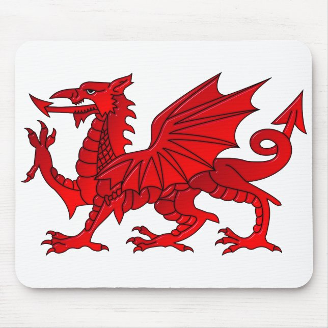 Mousepad Dragão galês com um rato de efeito bisel (Frente)