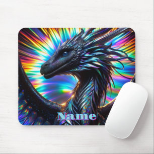 Mousepad Dragão Iridescente com Fundo Vibrante