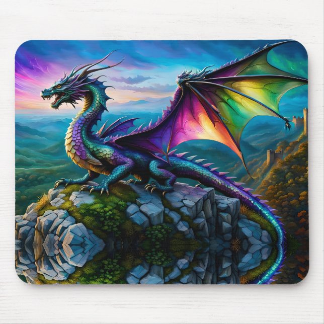 Mousepad Dragão Iridescente Guarda Sua Terra (Frente)