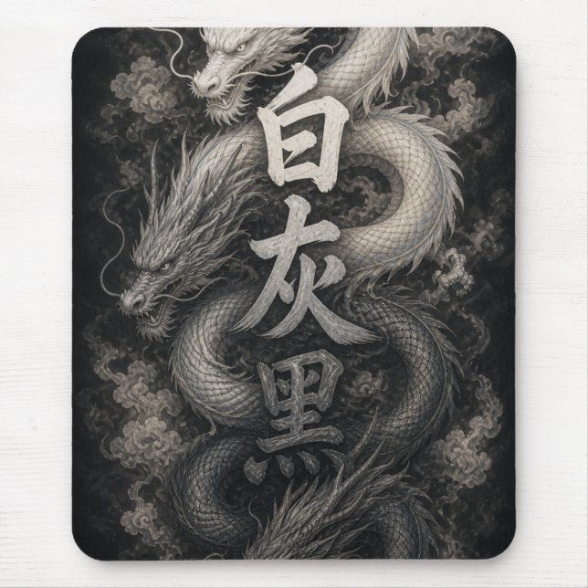 Mousepad Dragão Japonês com Espírito Kanji (Frente)