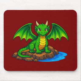 Mousepad Dragão mágico sentado nas rochas