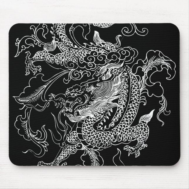 Mousepad Dragão Negro e Branco (Frente)