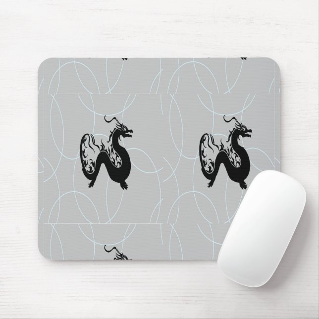 Mousepad Dragão negro na cinza (Com mouse)