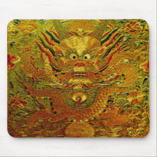 Mousepad Dragão ouro bordado chinês dinastia Ming
