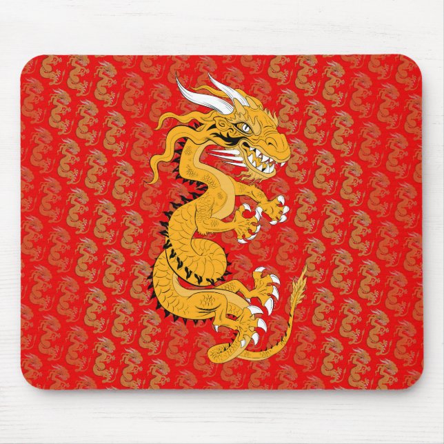 Mousepad Dragão ouro em Vermelho (Frente)