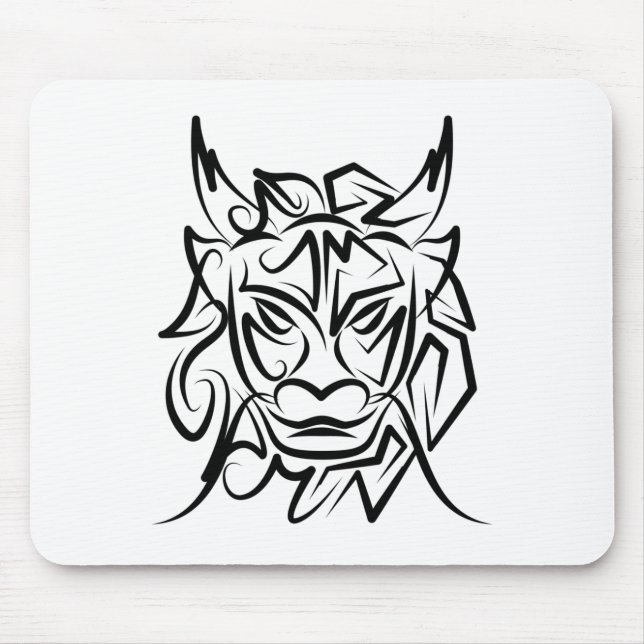 Mousepad Dragão Tribal Negro e Branco (Frente)