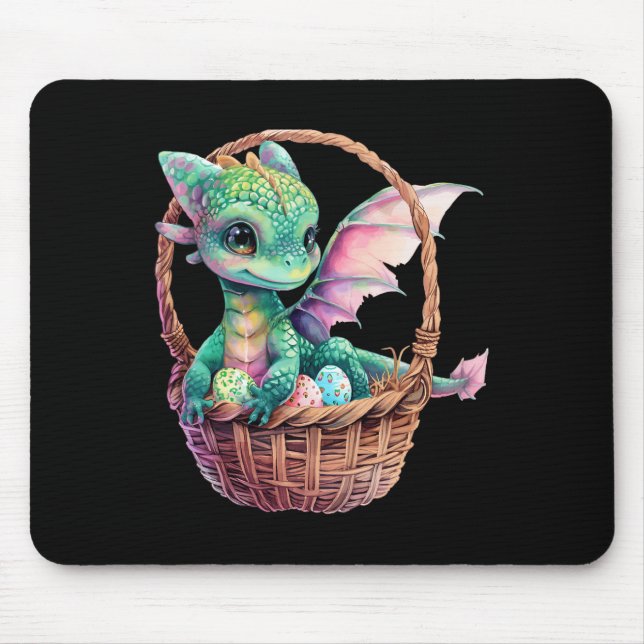 Mousepad Dragão Verde-Cento, Páscoa, Caça De Ovos (Frente)