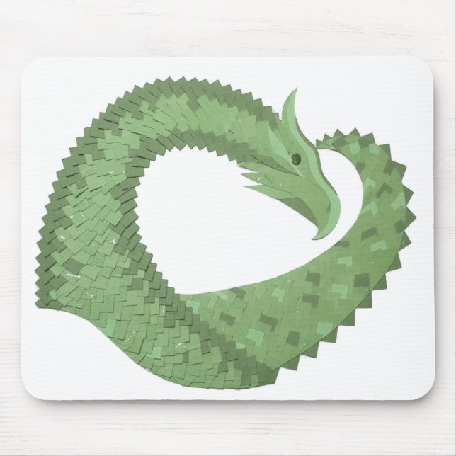 Mousepad Dragão verde-oliva em branco (Frente)
