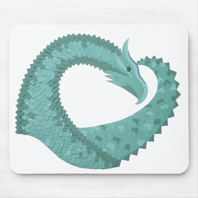 Mousepad Dragão verde-sábado em branco (Frente)