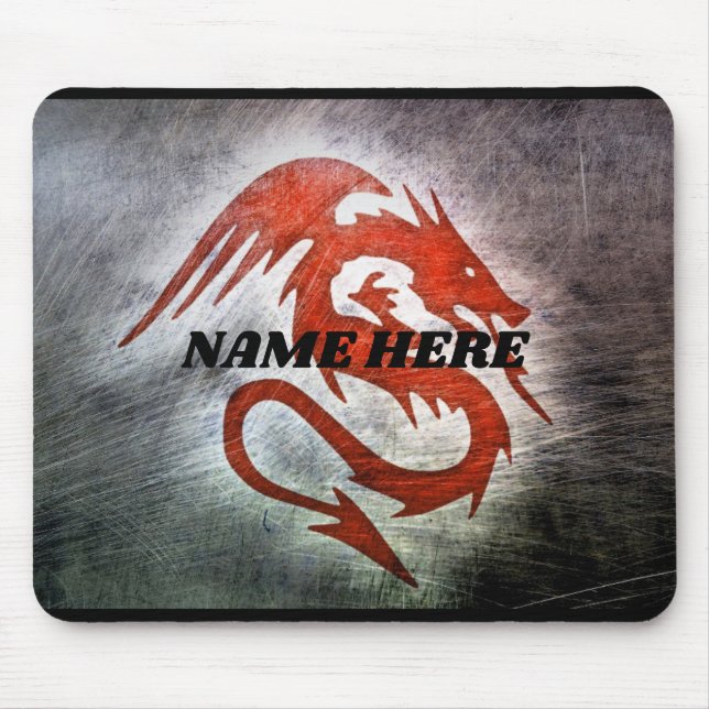 Mousepad Dragão vermelho com nome (Frente)