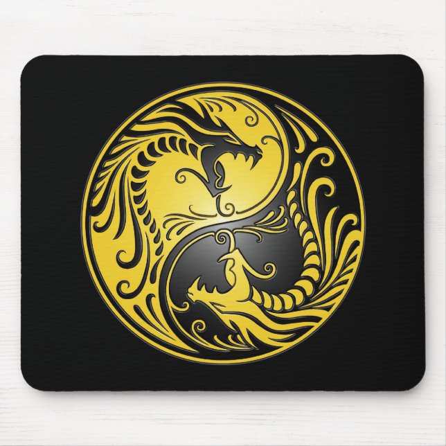 Mousepad Dragões, amarelo e preto de Yin Yang (Frente)
