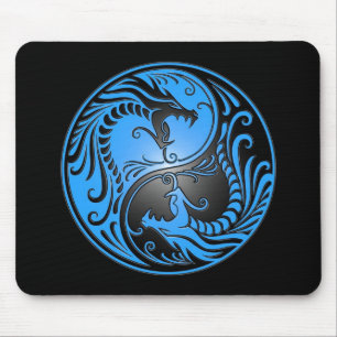 Mousepad Dragões, azul e preto de Yin Yang