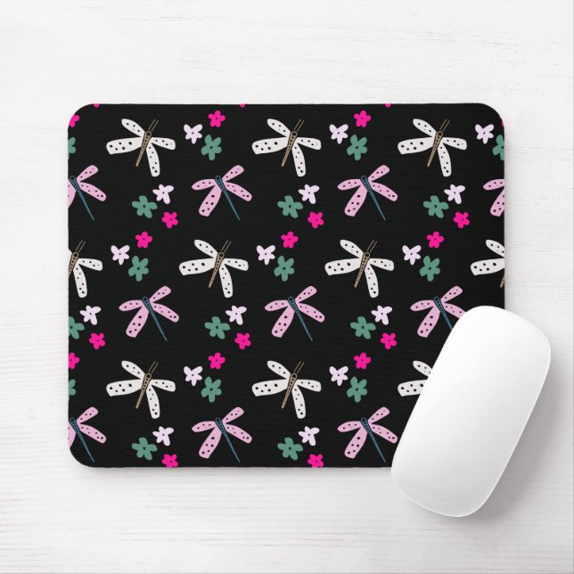 Mousepad Dragões e Flores a Preto (Com mouse)