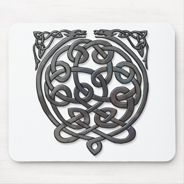 Mousepad Dragões Nó Celta - Cromo Negro (Frente)