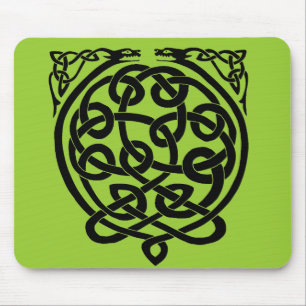 Mousepad Dragões Nó Celta - Preto e Branco
