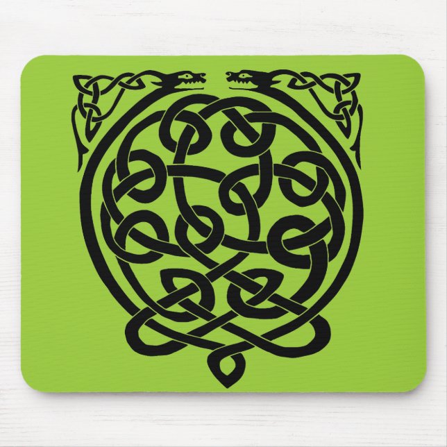 Mousepad Dragões Nó Celta - Preto e Branco (Frente)