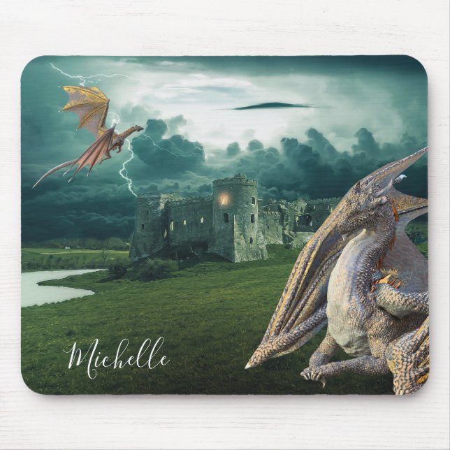 Mousepad Dragon Castle Fantasy Personalizado (Frente)