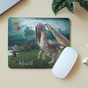 Mousepad Dragon Knight Medieval Castle Fantasy Personalizad
