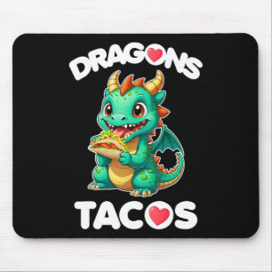 Mousepad Dragon Love Tacos Cute Cinco De Mayo Comida mexica