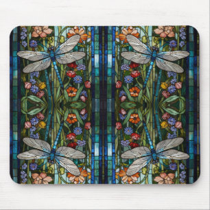 Mousepad Dragonfly art boho vidro botânico floral