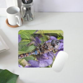 Mousepad Dragonfly Darner de olhos azuis na Flor