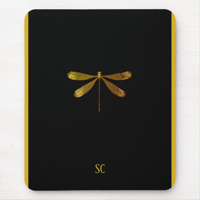 Mousepad Dragonfly de ouro com Texto Personalizado (Frente)