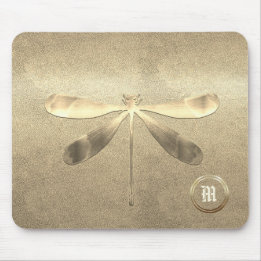 Mousepad Dragonfly Dourada Chic Monogramada