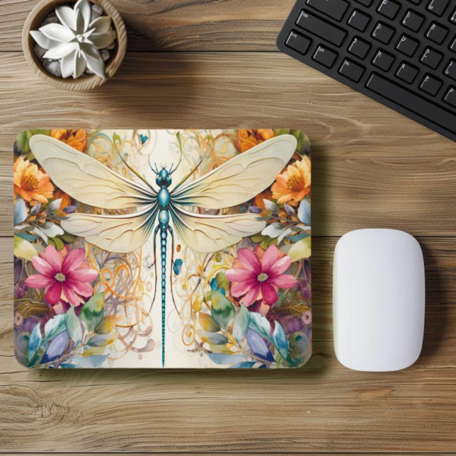 Mousepad Dragonfly E Flores Selvagens (Criador carregado)