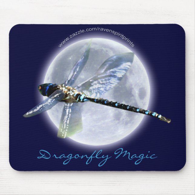 Mousepad DRAGONFLY & MOON Fantasy Art Mousemat (Frente)