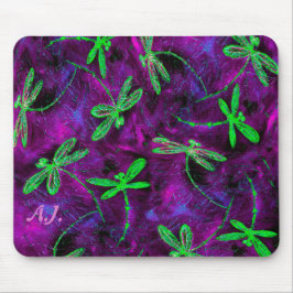 Mousepad Dragonfones de verde limão na proteção rosa e roxa