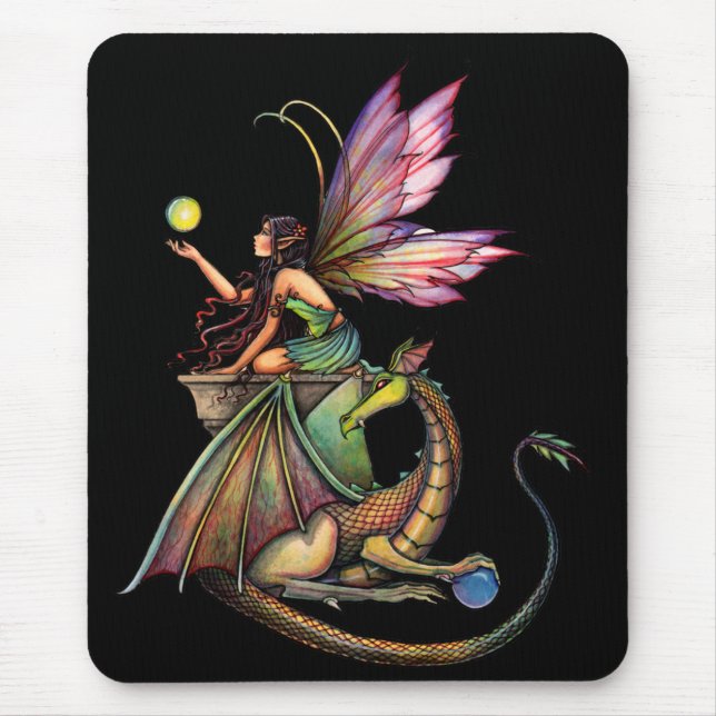Mousepad Dragon's Orbs Fairy e Dragon, de Molly Harrison (Frente)