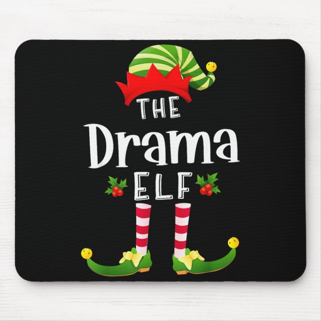 Mousepad Dramático Elfo de Natal Pijama Combinando Festa de (Frente)