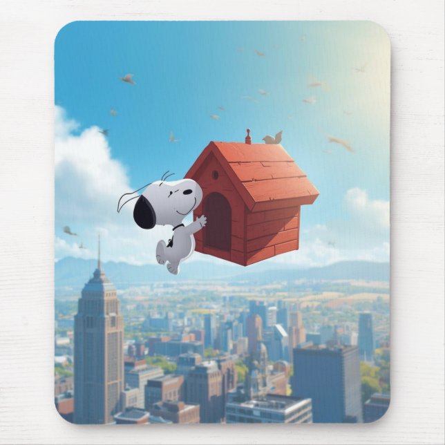 Mousepad Dreamy Beagle Floating City Comic Illustration (Frente)