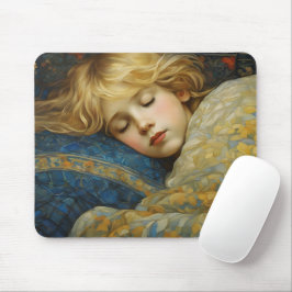 Mousepad Dreamy Dormindo Criança em Filha Floral