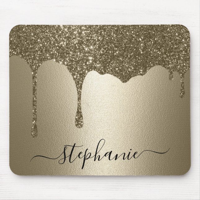 Mousepad Dripe Dourado de brilho personalizado (Frente)
