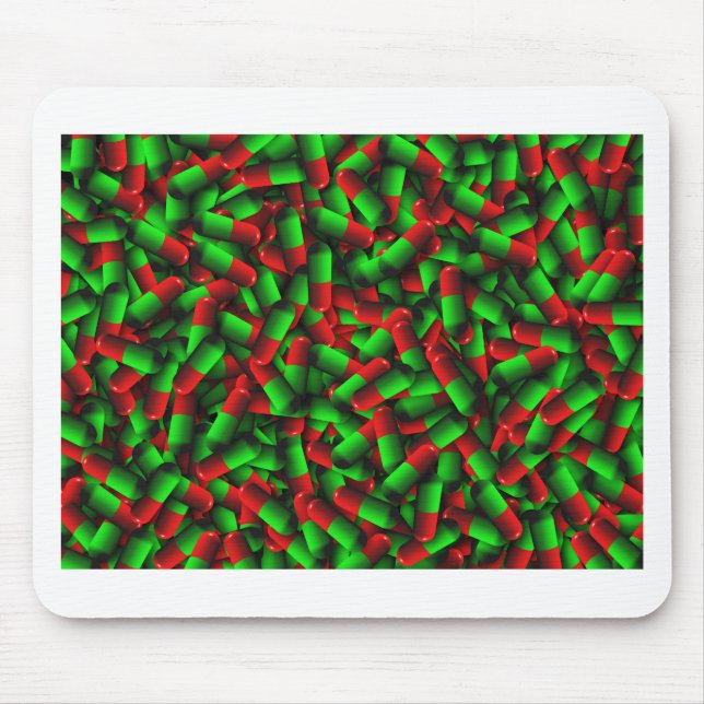 Mousepad drogas de pílulas verdes vermelhas (Frente)