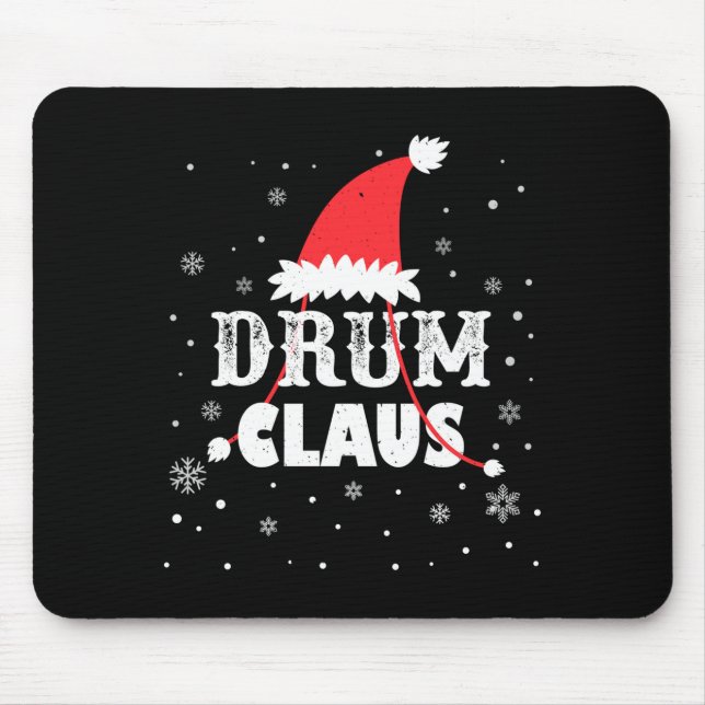 Mousepad Drum Claus Santa Christmas Drummer Long Sleeve  (Frente)
