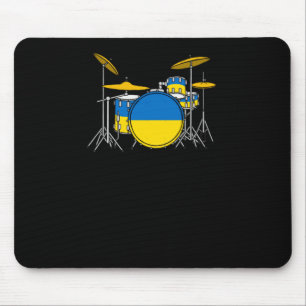Mousepad Drum Kit Ucraniano Flag Drummer Musker Sticker